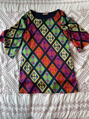 Banana USA Colorful Geometric Blue Shift Tunic Dress